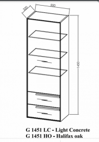 Пенал для ванной Kolpa San Grace G 1451 500x1450x320 мм ДСП/МДФ светлый бетон/черный матовый 546380