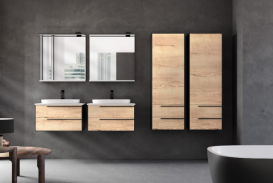 Пенал для ванной Kolpa San Grace G 1451 500x1450x320 мм ДСП/МДФ дуб галифакс/черный матовый 546390