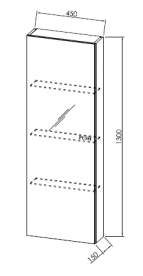 Пенал для ванной Kolpa-san Malaya M 1302/15 45х130 см МДФ/зеркало бежевый 573740
