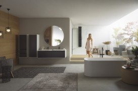 Пенал для ванной Kolpa-san Pandora 1302 45х130 см ДСП черный камень 514320