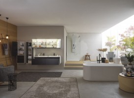 Пенал для ванной Kolpa-san Pandora 1302 45х130 см ДСП черный камень 514320