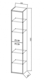 Пенал для ванної Kolpa-san Sara S 1803 підвісний 35х180 см ДСП темний текстурний 507880