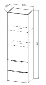 Пенал для ванної Kolpa-san Tara T 1501 45х150 см ДСП з 3D плівкою сатин дуб 510730