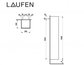 Пенал для ванної Laufen Base 35х33,5х165 см петлі зліва МДФ білий глянсовий H4030331102611