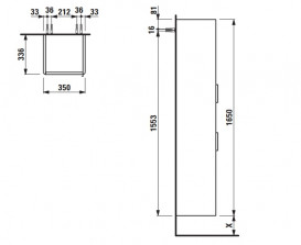 Пенал для ванної Laufen Base 35х33,6х165 см петлі зліва МДФ сірий H4027111102661