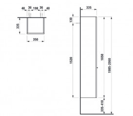 Пенал для ванної Laufen Case 35x33, 5x165 см петлі зліва МДФ світлий дуб H4020210755191