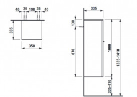 Пенал для ванної Laufen Case середній 35x33,5x100 см петлі зліва МДФ колір на вибір H4020110759991