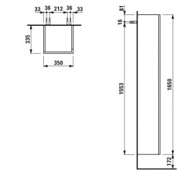 Пенал для ванной Laufen Kartell 35x33,5x165 см петли слева МДФ серо-голубой H4082870336451