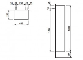 Пенал для ванної Laufen Kartell 40x27x130 см петлі зліва МДФ темно-сірий H4082810336421