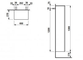 Пенал для ванної Laufen Kartell 40x27x130 см петлі зліва МДФ сіро-блакитний H4082810336451