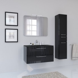 Пенал для ванної Marsan Adele 35х163 см МДФ чорний Adele350black