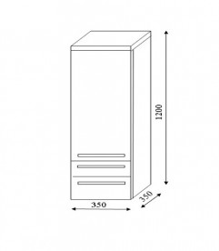 Пенал для ванной Marsan Alexandra 35х120 см МДФ графит Alexandra35х120graphite