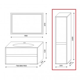 Пенал для ванної Marsan Armel 1600 акриловий камінь білий матовий Armel1600LR