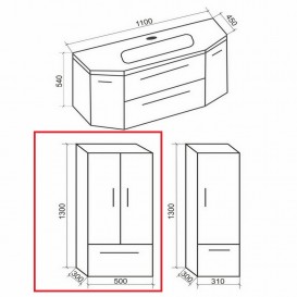 Пенал для ванної Marsan Aurore 130x50 МДФ капучино Aurore130х50капучино