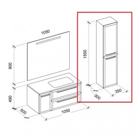 Пенал для ванної Marsan Aurore 150х35 МДФ ваніль Aurore150х35ваниль