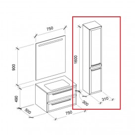 Пенал для ванної Marsan Aurore 160х31 МДФ з кошиком капучино Aurore160х31капучино