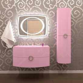 Пенал для ванной Marsan Beatrice 35x150 МДФ розовый Beatrice35x150розовый