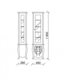 Пенал для ванной Marsan Bernarde 45х180 см МДФ белый/серебро Bernarde450silverk