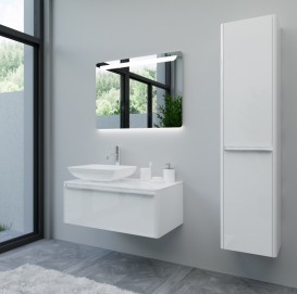 Пенал для ванной Marsan Brigitte 37х160 см с корзиной МДФ белый Brigitte370white-k