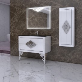 Пенал для ванной Marsan Christine 45х120 см МДФ белый/серебро Christine450whites