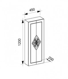 Пенал для ванної Marsan Christine 45х120 см МДФ чорний/золото Christine450blackg