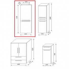 Пенал для ванной Marsan Felix 155х45х35 правый/левый с корзиной МДФ орех Felix1-155х45x35орех