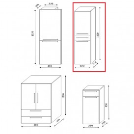 Пенал для ванної Marsan Felix 160х35х35 правий / лівий МДФ білий Felix160х35x35белий