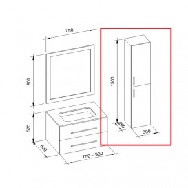 Пенал для ванної Marsan Gabrielle 30х25х150 універсальний МДФ білий Gabrielle30х25х150белий