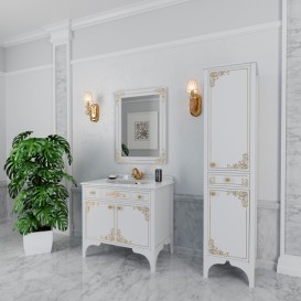 Пенал для ванної Marsan Jacqueline 49х180 см дерево/МДФ білий/золото Jacqueline490whiteg