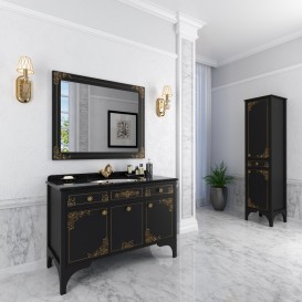 Пенал для ванної Marsan Jacqueline 49х180 см дерево/МДФ чорний/золото Jacqueline490blackg