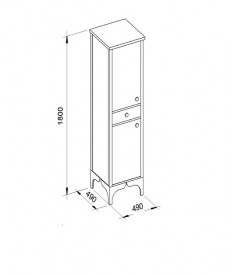 Пенал для ванної Marsan Jacqueline 49х180 см дерево/МДФ чорний/срібло Jacqueline490blacks