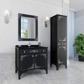 Пенал для ванної Marsan Jacqueline 49х180 см дерево/МДФ чорний/срібло Jacqueline490blacks