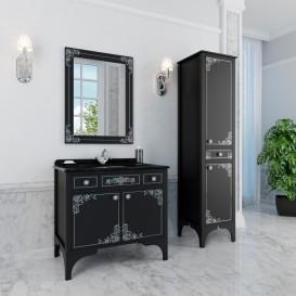 Пенал для ванної Marsan Jacqueline 49х180 см дерево/МДФ чорний/срібло Jacqueline490blacks