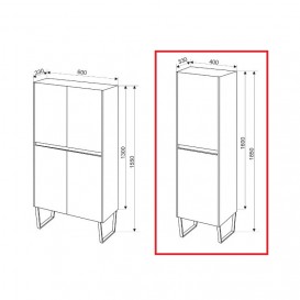 Пенал для ванної Marsan Justin 1600 правий / лівий МДФ графіт Justin1600графит