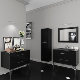 Пенал для ванної Marsan Kassandre 40х160 см МДФ чорний Kassandre40х160black