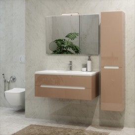 Пенал для ванной Marsan Modeste 35х160 см с корзиной МДФ капучино Modeste35х160cappuccino-k