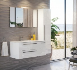 Пенал для ванной Marsan Oscar 1600 левый/правый с корзиной МДФ белый Oscar1600белый-2