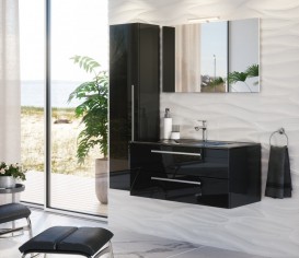 Пенал для ванної Marsan Oscar 1600 лівий/правий МДФ чорний Oscar1600черний-1