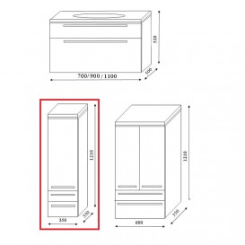 Пенал для ванной Marsan Pascal 121x35x35 левый/правый МДФ белый Pascal121x35x35белый