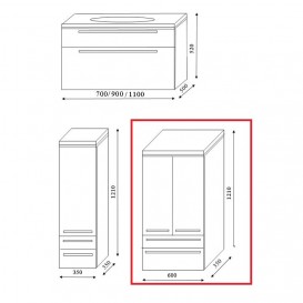 Пенал для ванної Marsan Pascal 121x60x35 МДФ бісмарк Pascal121x60x35бисмарк