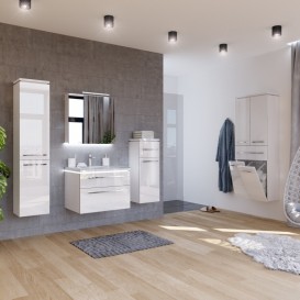 Пенал для ванной Marsan Pascal 159x35x35 правый/левый с корзиной МДФ белый Pascal159x35x35белый-1