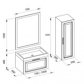 Пенал для ванной Marsan Patricia 152x35x35 МДФ черный Patricia152x35x35черный