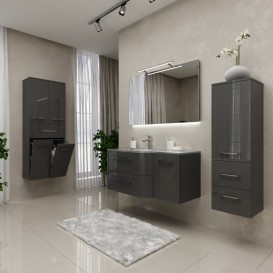 Пенал для ванної Marsan Regine 1200х350х350 см МДФ графіт глянець REGINE120Х35графит