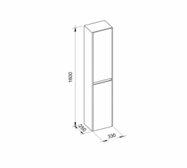Пенал для ванної Marsan Therese 33х160 см МДФ білий THERESEбелый
