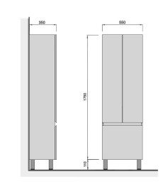 Пенал для ванной Мойдодыр Блонди П-55К 55х35х186 см ДСП/МДФ белый глянец 00-0008118