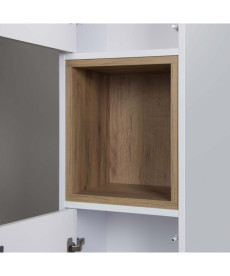 Пенал для ванной Мойдодыр Bravo П-33-А 33х30х155 см ДСП/МДФ белый матовый с деревяной вставкой 00-0006381