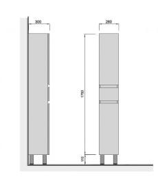 Пенал для ванной Мойдодыр Фокус 28х30х185 см ДСП/МДФ белый глянец 00-00000380
