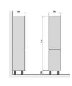 Пенал для ванной Мойдодыр MoonShine П-38 38х35х185 см ДСП белый глянец 00-0008515