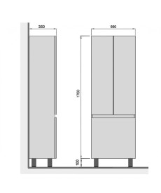 Пенал для ванної Мийдодір MoonShine П-66к 66х35х185 см ДСП білий глянець 00-0008516