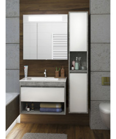 Пенал для ванної Мийдодір Oslo Loft 33х30х174 см ДСП/МДФ бетон/білий мат 00-0006379